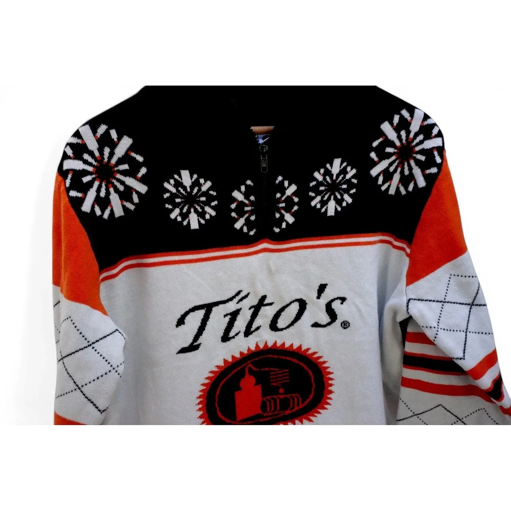 Tito's Handmade Vodka Ugly Holiday Quarter-Zip Sweater Size Small - New Unworn